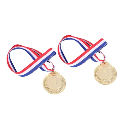 Parliky 2 Piezas Medallas de Metal Doradas con Cinta para Cuello Premio de Competición Deportiva con Diseño de para Eventos Escolares