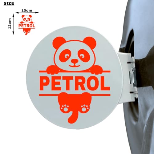 Image of Panda Petrol Sticker for Car - Waterproof Vinyl Fuel Tank Decal, Cute Cartoon Animal Petrol Cap Decoration, Durable & Easy to Apply (RED)