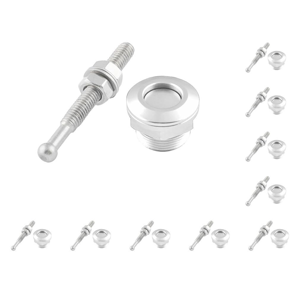 10 set di 22 mm pulsante di sgancio rapido cofano cofano perni di bloccaggio universale argento