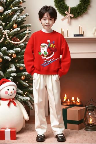 Kids Christmas Sweatshirt Boys Girls Santa Claus Toddler Ugly Xmas Shirt Crewneck Long Sleeve Graphic Tops for 2-7T2