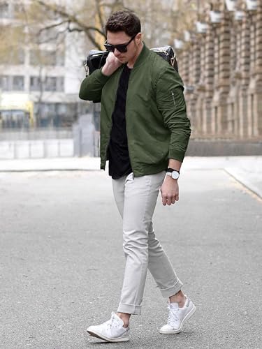 TACVASEN Men's Bomber Jacket Lightweight Casual Spring Fall Windbreaker Zip Up Coat with Pocket - Image 5