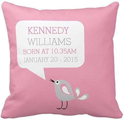 Baby Birth Keepsake Custom Pillowcase | Pink Color Cotton Cushion Cover18" x18"