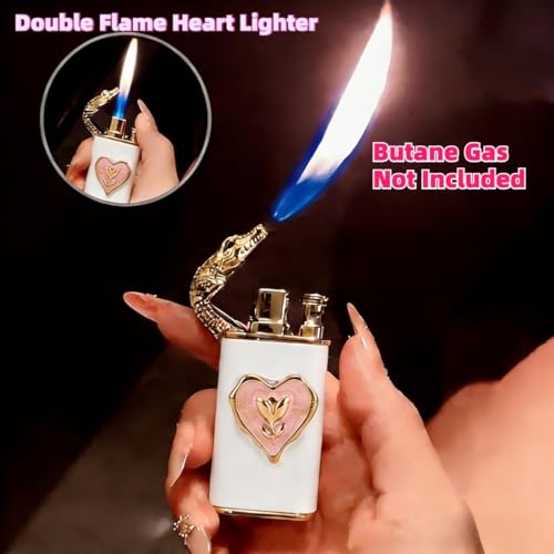 Encendedor con llama doble y diseño corazón rosa miniatura 2