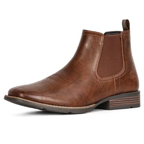 IUV Cowboy Boots For Men Ankle Boots Western Boot Casual Dress Slip On Chelsea Men