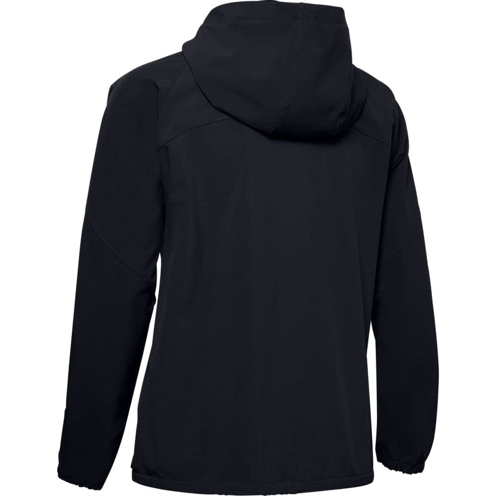 Under Armour Femme Woven Hoodie Full Zip Fermeture éclair, Sweat Not Applicable, Noir (001) / Blanc Onyx, S