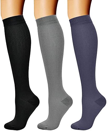CHARMKING Compression Socks for Women & Men Circulation (3 Pairs) 15-20 mmHg is Best Athletic for Running, Flight Travel, Support, Cycling, Pregnant - Boost Performance, Durability (L/XL,Multi 53)