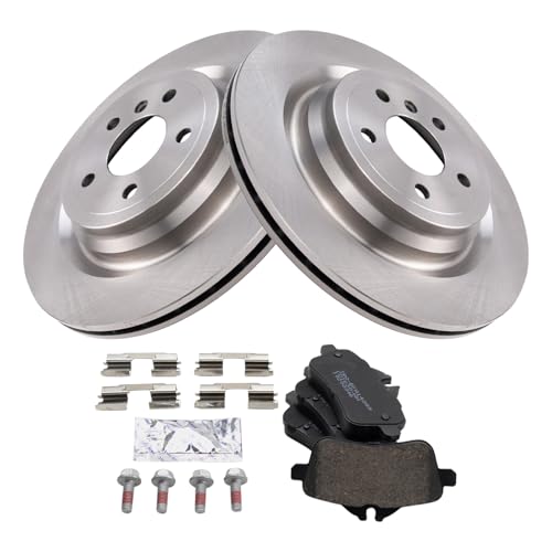 Image of TRQ Rear Brake Pad & Rotor Set Ceramic Compatible with 2013-2015 Mercedes-Benz ML350 2014 ML550 2015 ML400 2016 GLE300d 2016-2018 GLE350 2016-2017 GLE400 2016 GLE450 AMG 2017-2018 GLE43 AMG GLE550e