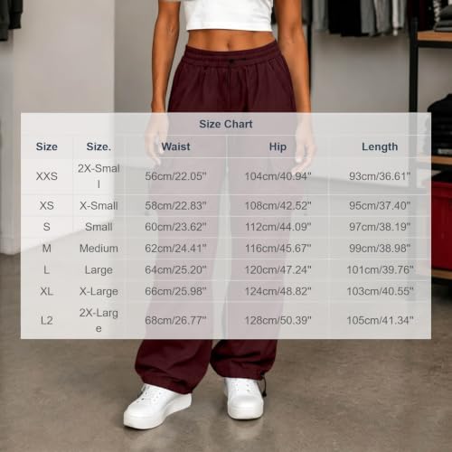 Women's Cargo Pants Drawstring Waist Wide Leg Utility Work Trousers - image 4
