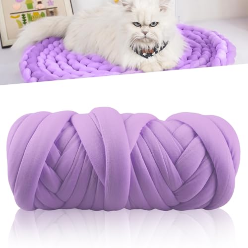 WIYETY Lana para tejer con los brazos voluminosos de bricolaje: 500 g de hilo para tejer a mano, manta de punto grueso para mantas, cestas, nidos de mascotas, color morado