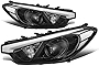 Pair of Black Housing Clear Corner Projector Headlights Assembly Lamps Compatible with Forte 5 Koup 14-16