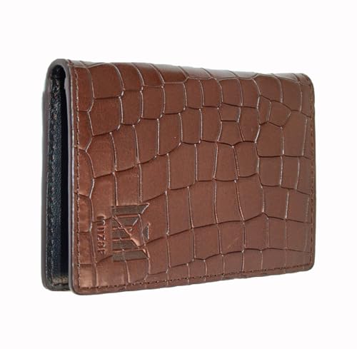 Premium Leather Card Case wallet, bifold, 10 Slots, Hand Stitched, Compact (Brown Black)2