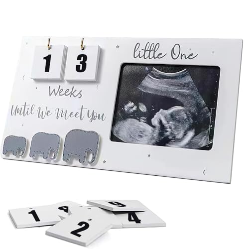 Lotvic Baby Scan Photo Frames, 9.5'' x 5'' Baby Ultrasound Photo Frame with Countdown Weeks, Baby Announcement Gifts, Mum to be Gifts, Baby Gender Reveal Gifts, Pregnancy Gifts for Mum Expecting