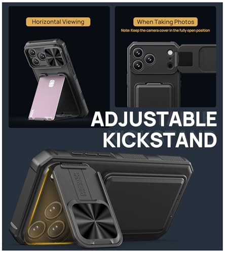 Image of SSLOTSCASE for iPhone 17 Pro Max Case with Card Holder & Kickstand, Black