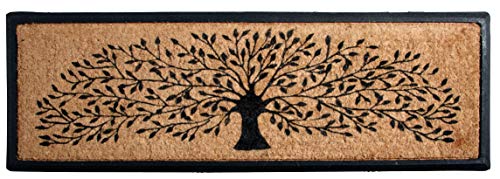 AUBRY GASPARD - Paillasson Arbre en Coco Naturel Noir - Antidérapant en Latex - Dimensions 120 x 40 x 2 cm - Motif Arbre - pour Usage Intérieur ou Extérieur - Fibre de Coco Résistante
