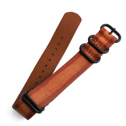 Bracelet de montre retro 22mm en cuir marron fonce boucle noire chic
