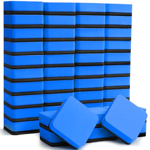 EAONE 48 Pack Dry Erase Eraser, Magnetic Whiteboard Cleaner Mini Chalkboard Cleansers for Classroom, School, Office, Home (Blue, 1.97 x 1.97 Inch)