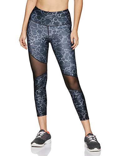 Under Armour Women's HeatGear Armour Ankle Crop Print Leggings, Black (002)/Metallic Silver, X-Small