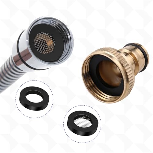 cobee 20 Stück Dichtungsringe Set 1/2 Zoll, 10 Stücke Dichtungsringe Flachdichtung mit 10 Stücke Filternetz,Wasserhahn Dichtung Dichtung Dichtungen (20 Stück Schwarz)