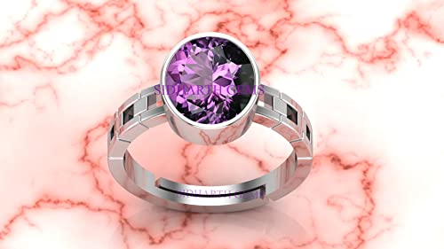 Bague améthyste naturelle et argent massif ajustable d'exception