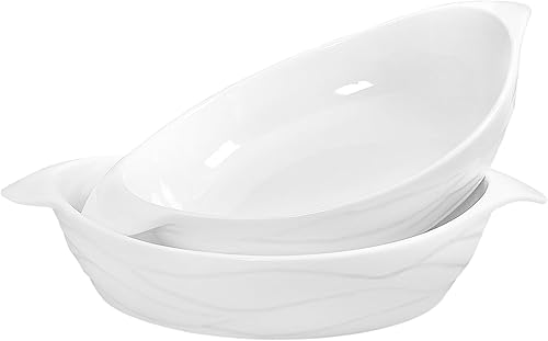 jinsongdafa Plato para hornear de porcelana, bandeja para lasaña, 23 onzas, bandeja ovalada para hornear con asas, plato de cerámica para hornear