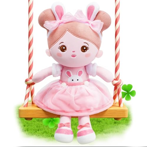 Image of OUOZZZ 12.6 inch Soft Baby Doll Toys for 1 + Year Old Girl Gifts - Easter Gifts Bunny Plush for Kids Easter Toys Decorations Basket Stuffers for Toddlers Infants