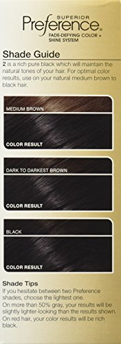 L'Oréal Paris Superior Preference Fade-Defying + Shine Permanent Hair Color, 2 Purest Black, 1 kit Hair Dye