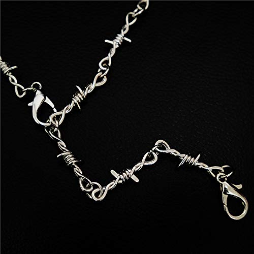 Caiyao Punk Thorns Necklace Metal Chain Safety Spur Duty Padlock Necklace Hiphop Rock Jewelry For Men Boys-Thorns thumb #4