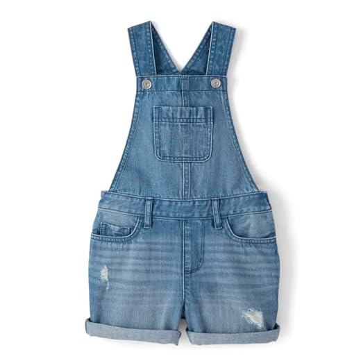 The Children's Place Girls' Denim Shortall Overalls, Rose Wash, 16