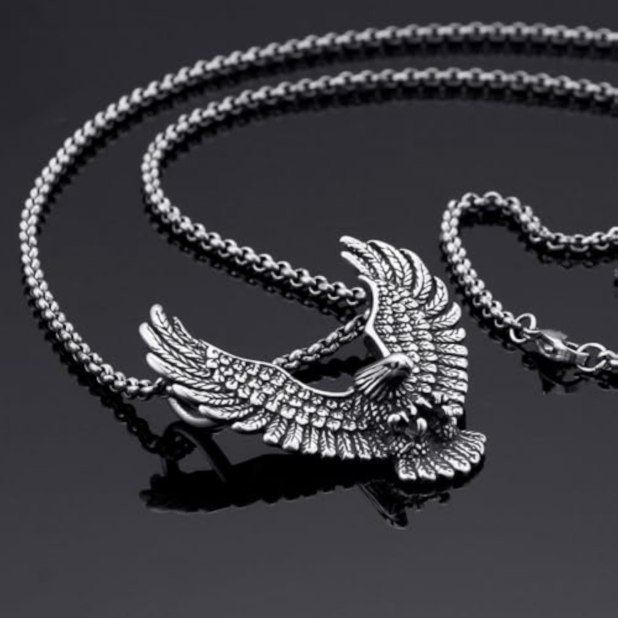Men's Oxidised Silver Eagle Claw Pendant Necklace