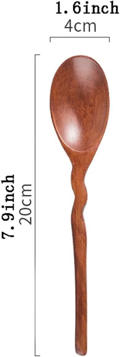 Soup Spoon Wooden Long Handle Spoon Household Soup Spoon Multi-Model Color Handmade Spoon Soup Ladle (4)