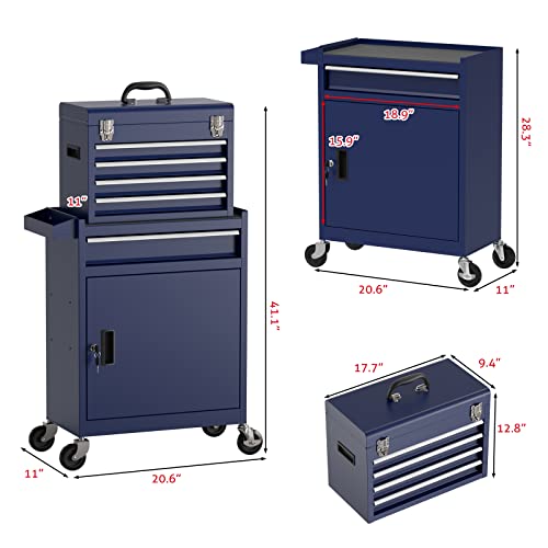 5 Drawers Rolling Tool Chest With Drawers, High Capacity Toolbox On Wheels, Lockable Drawers Tool Box Organization And Storage, Tool Box With Drawers For Garage And Repair Shop(Black) #TOP6