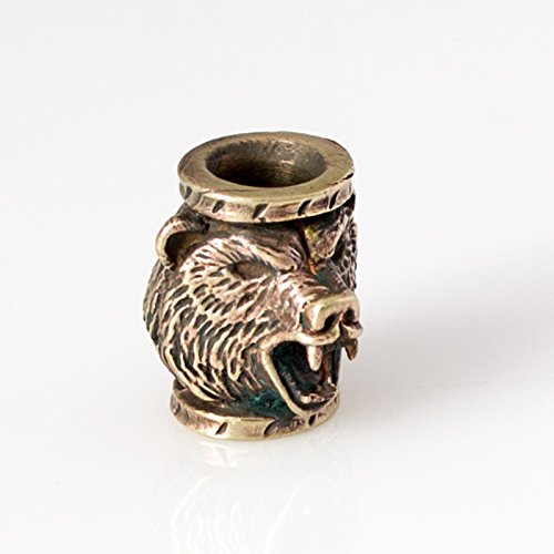 Paracord Bead Grizzly Bear - Metal DIY Paracord Beads Charms EDC Accessories for Custom Bracelet Knife Lanyard Zipper Pull - Handmade Paracord Charms Supplies Crafts