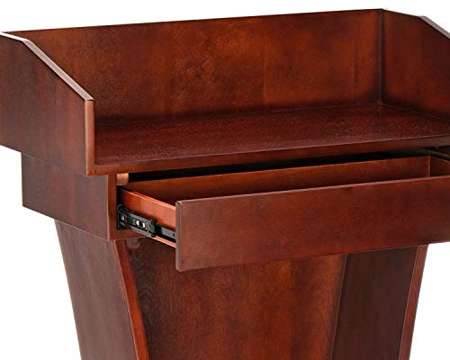Adir Podium Stand Wood - Height 37.5" Pulpits For Churches, Reception Desk Lectern With Spacious Drawer For Hotels, Seminars, Weddings, And Classrooms (Mahogany) #TOP4