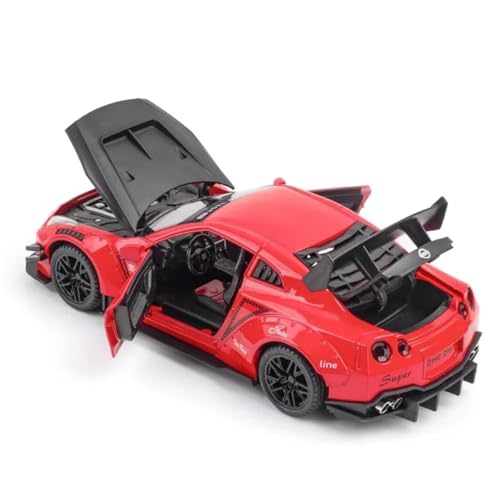 Image of 1:24 Scale Nissaan GTR Model Alloy Metal Pull Back Toy car for Kids with Openable Doors & Light, Music Toy Vehicle for Kids (1:24 Nissaan GTR (Red))