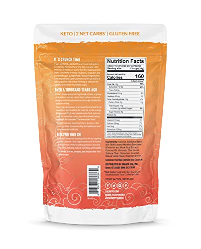 Lakanto Cinnamon Almond Crunch Granola - Monk Fruit Sweetener, Delicious Snack, Quick Breakfast Cereal, Keto Friendly, No Sugar Added, Vegan, Gluten Free, Grain Free, Low Net Carbs (25 Oz)