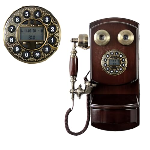 LIULIKJ Wall Mounted Antique Phones, Vintage Wooden Wall Mounted Telephone