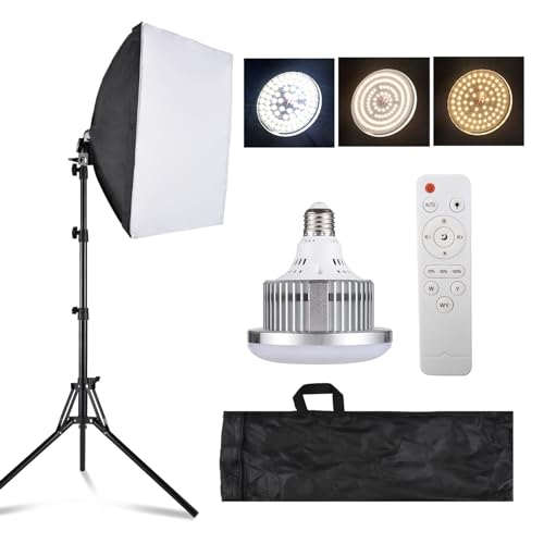 Andoer Studio Photography Light Kit Juego de iluminación Softbox Que Incluye luz LED Bicolor de 85 W + Softbox de 40x40 cm + Soporte de luz de 1,7 m + Control Remoto + 1 * Bolsa de Transporte