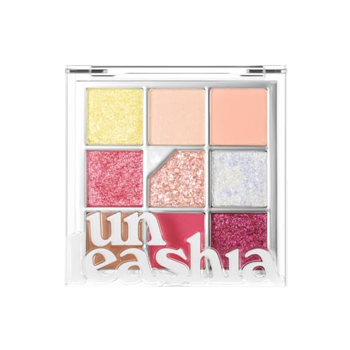 UNLEASHIA Glitterpedia Eyeshadow Palette, Matte, Shimmer &amp; Glitter Shades, High Pigment Blendable Eye Makeup, Long-Lasting Korean Makeup, Vegan (NO.7 All of Peach Ade)