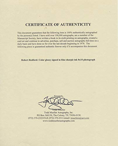 希少 ハリウッドスター 証明書付き ロバート・レッドフォード 直筆