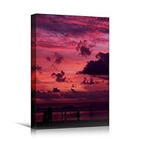 Canvas Wall Art Gradient Sunset on Skyline III Coastal Multicolor Photography Relax/Calm Romantics Sunset - 12x18 inches
