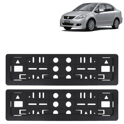 Image of KINGSWAY SX4 Car Number Plate Frames for All 2007 to 2013 Models of Maruti Suzuki Car Registration Plate Holders, Black Licence Plate Covers (Front and Rear), Universal Size 51.5 x 14.5 cm