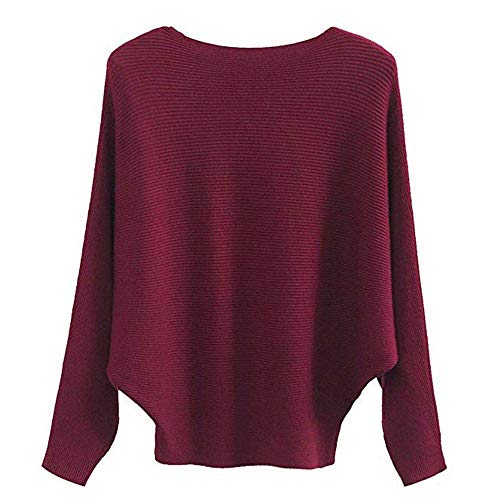 Image of EDSTAR Women Dolman Batwing Sleeves Knitted Sweaters Winter Boat Neck Pullovers Tops