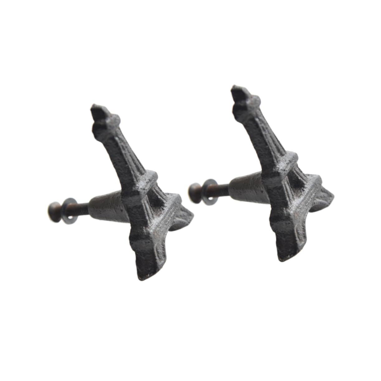 QUMIIRITY 2pcs Vintage Door Handle Set Cast Iron Knob Indoor Rustic Barn Door Licking Handle