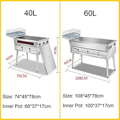 XUETAO 40L Kommerzielle Arbeitsplatte Gasfritteuse LPG Fritteuse, freistehende Friteuse, Edelstahl-Außenkocher, für Pommes-Frites-Restaurant-Heimküche – Bild 3