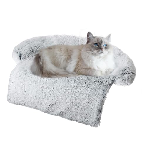 Image of Calming Dogs /Cats Bed Mats, Dog Pad Washable Removable Couch Cover, Plush Long Fur Mat for Pets, Waterproof Lining, Perfect for Small, Medium and Large Dogs and Cats (Gradient Gray, 34 inchx30 inch)