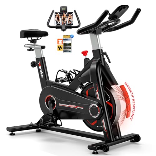 Wenoker Exercise Bike Magnetic APP Compatible, Indoor Cycling Spin Bike for Home Gym Use, Exercise Equipment with LCD Display, Tablet Holder for Cardio Training