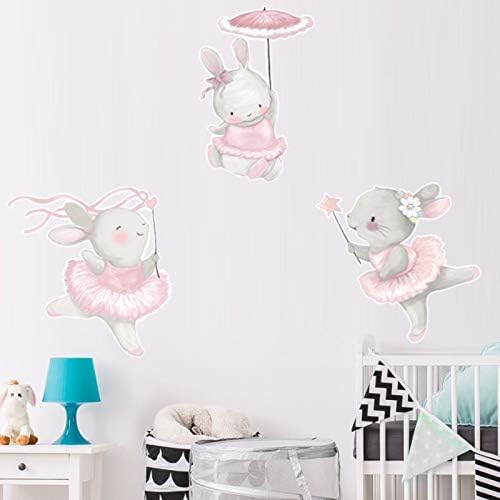 Wall Stickers Wall Decal Stickers Art Pictures Stickers Cartoon Sticker Ballet Bunny Rabbits Stickers for Kids Bedrooms Nursery Baby Play Room Girls Room