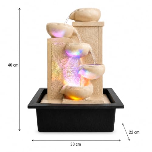 Image of LED Water Fountain Showpiece for Home Decor | Multi-Tier Cascading Waterfall Tabletop Fountain with RGB Lights | Indoor Water Feature for Living Room, Office, Meditation