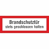 INDIGOS UG - Alu - Dibond Schild 3mm - Hinweisschild für den Brandschutz Brandschutztür stets geschlossen halten - 29,70 cm x 10,50 cm - Warnung - Sicherheit - Hotel, Firma, Haus
