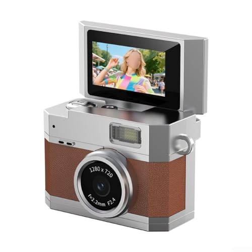 Posheliox Fotocamera digitale con schermo flip da 0,96 pollici, portachiavi a forma di pollice, ricarica di tipo C, CCD retrò per viaggi Vlog Party (marrone)